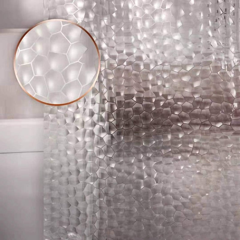 Bostofy Shower Curtain Liner 8G EVA Thick Shower Curtain with Heavy Duty 3 Bottom Magnets, Shower Liner for Shower Stall, Bathtubs, 3D Pebble Pattern - Image 1